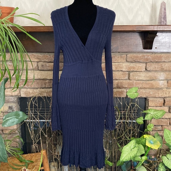 Moda International Dresses & Skirts - Elegant Navy Blue Knit Dress